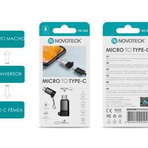 Adaptador NOVOTECK HK-035 de Micro USB para Type-C – Conexão Rápida e Versátil para a Nova Geração de Dispositivos”