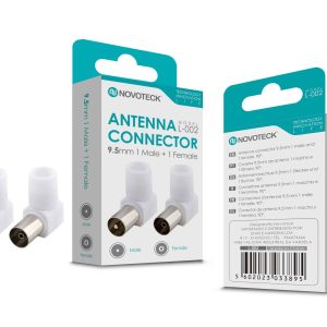 Conector de Antena em Ângulo NOVOTECK L-002 – Macho 9,5mm + Fêmea 90°, Conexão Segura e Durável