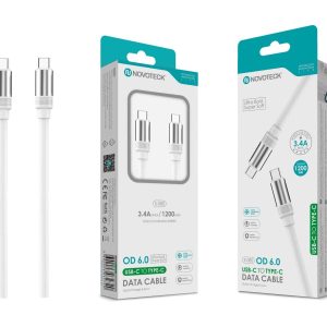 Cabo USB-C para USB-C Branco 3.4A , OD 6.0 Super Grosso, 1.2m S-080