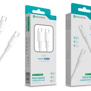 Cabo USB-C para USB-C NOVOTECK S-104 – Carregamento Rápido PD 3.0, 66W, Sincronização de Dados, 200cm
