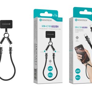 Cabo USB-C para USB-C S-135 com Alça de Pulso 40cm 60W para Carregamento e Dados