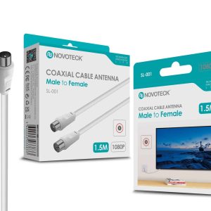 Cabo Coaxial de Antena Novoteck SL-001 – Macho para Fêmea, 1,5m